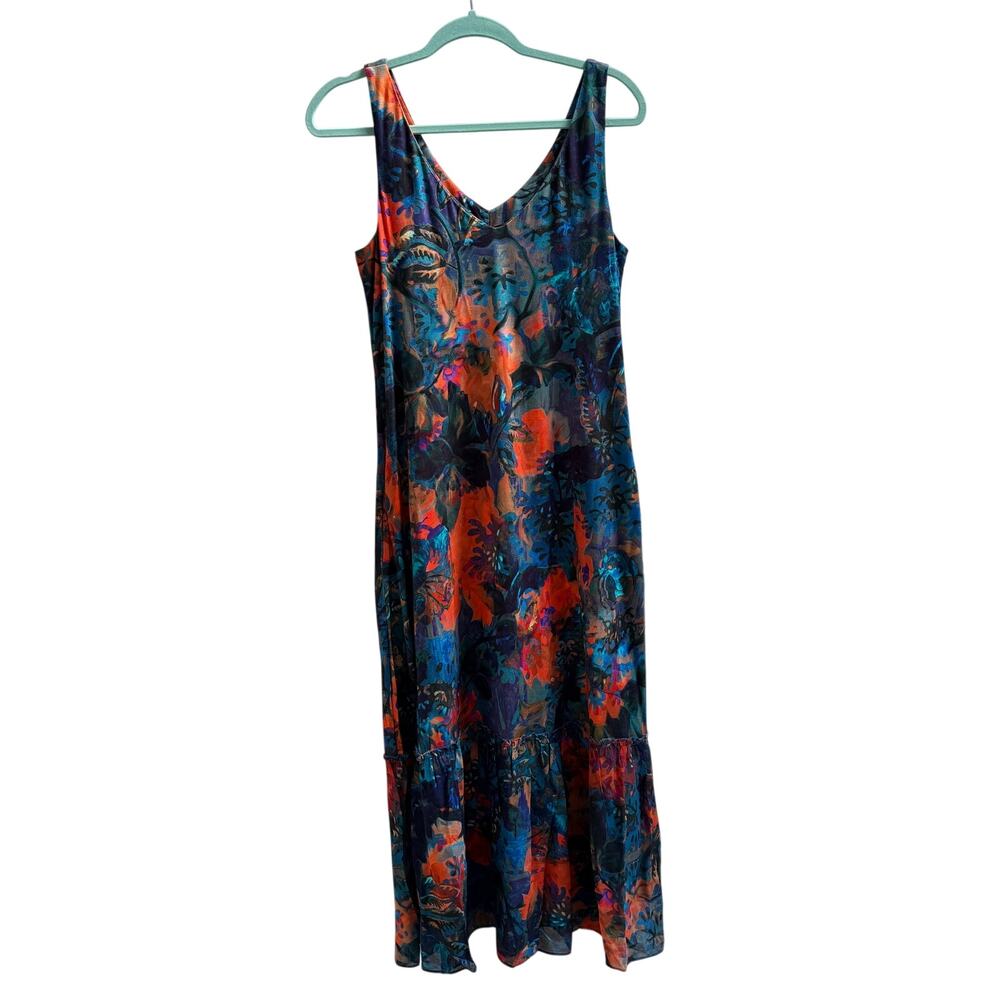 Peruvian Connection Aurora Dress SZ M Cobalt V Neck Tank Midi